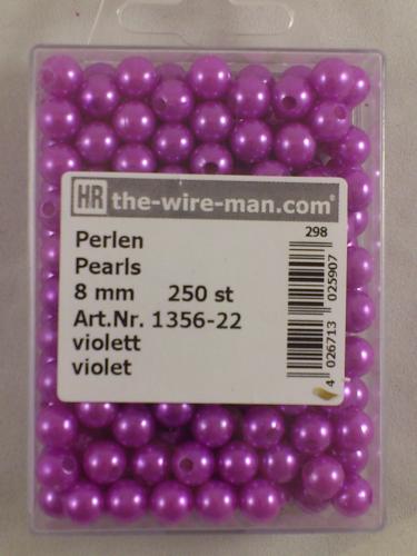 Parels violet 8 mm. 250 st